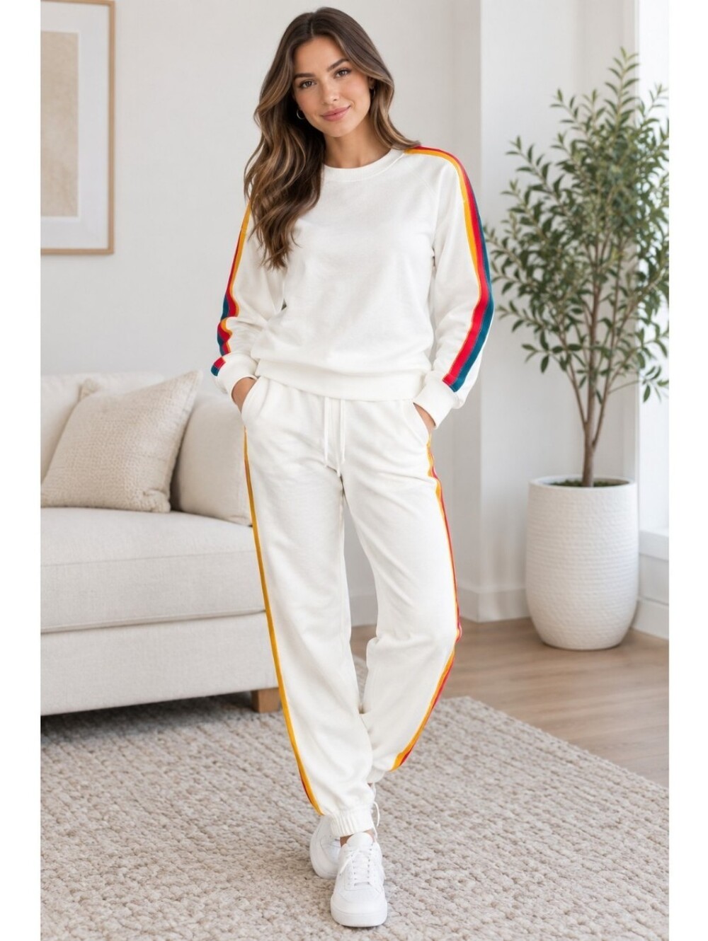 SeaSpice A.Nation Tracksuit Set Rainbow stripes Sweatshirt & Jogger size M